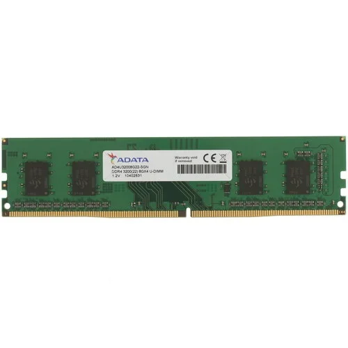 Оперативная память DDR4 UDIMM 8GB ADATA 3200MHz, 288 Pin, CL22 (AD4U32008G22-SGN)