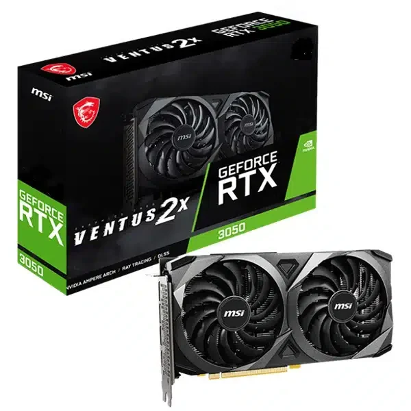 Видеокарта MSI GeForce RTX 3050 6G VENTUS 2X E OC 6G GDDR6 / 96-bit, Boost 1492 MHz, 1× DisplayPort 1.4a, 2× HDMI 2.1, Dual Fan