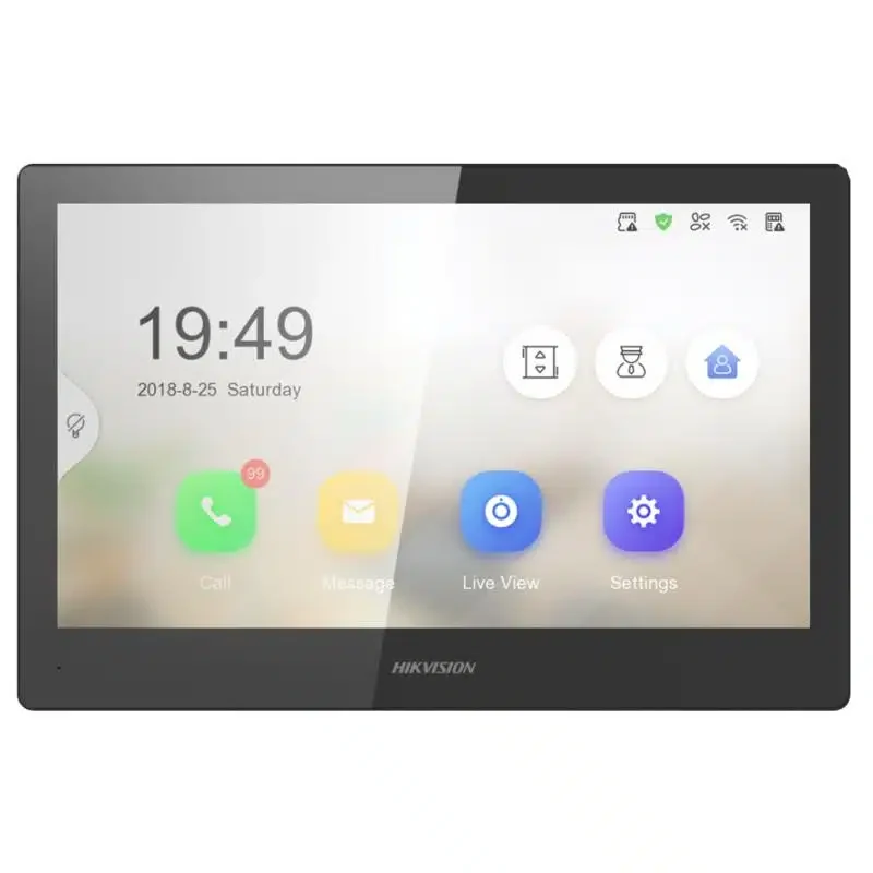 IP видеодомофон HIKVISION DS-KH8520-WTE1 (10" TFT LCD/1024x600/PoE/mSD/LAN/Touch/Hik Connect) Black