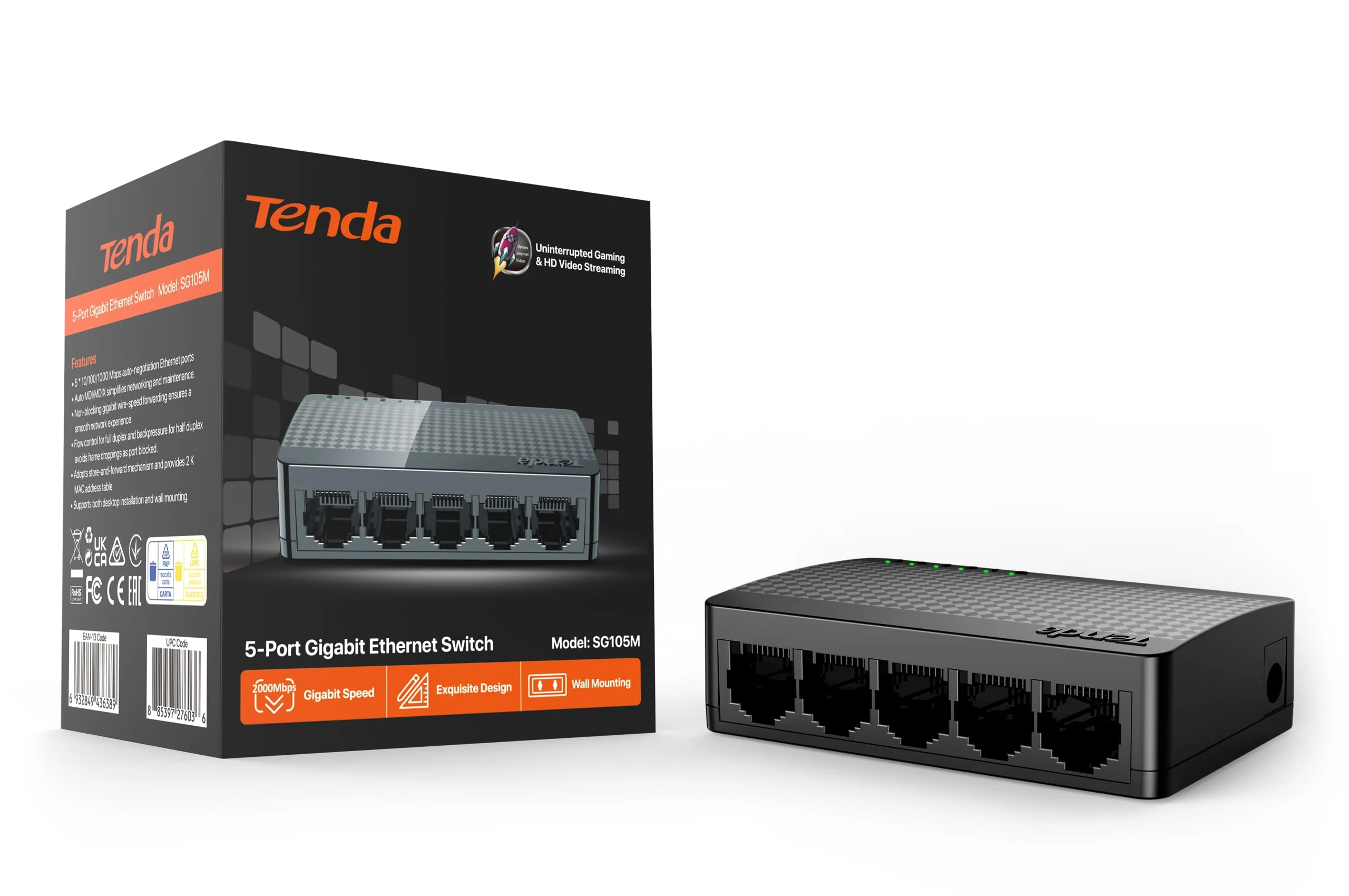 HUB Switch Tenda SG105 5-port 10/100/1000M Gigabit