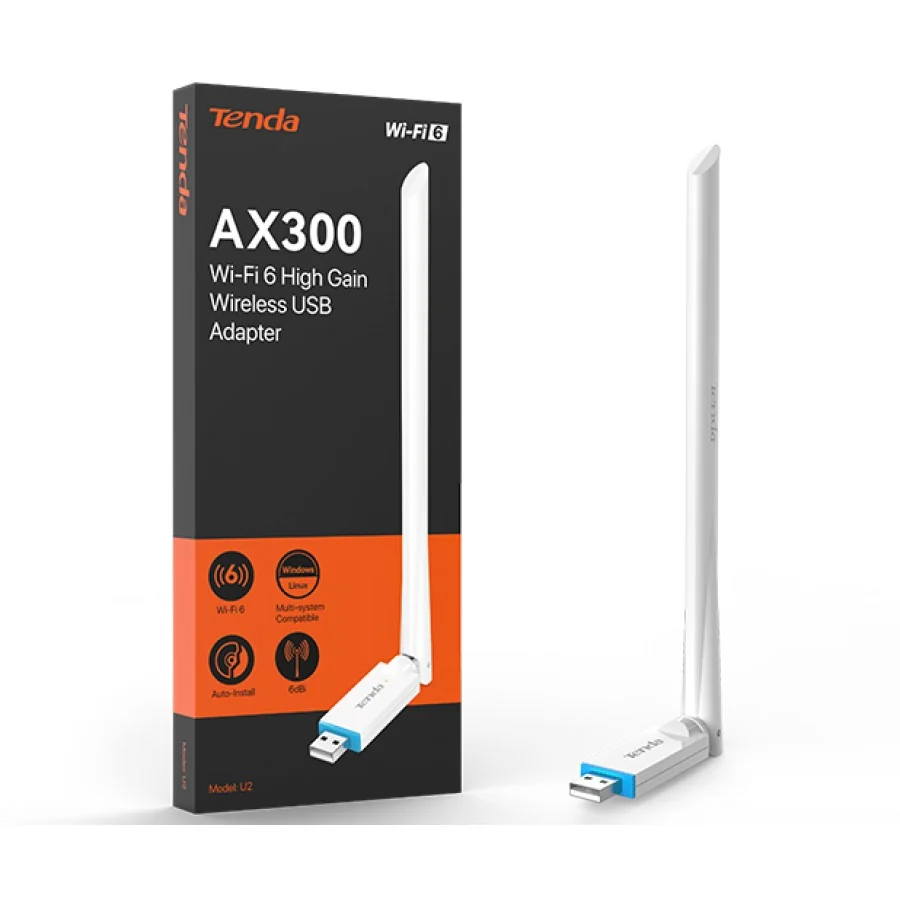 Wireless Adapter Tenda U2 150Mbps Wireless USB Adapter 1*6dBi Antenna