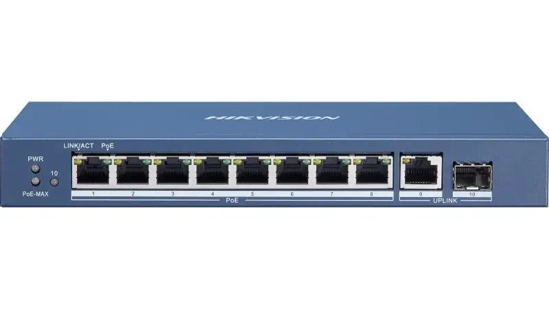 HUB Switch HIKVISION DS-3E0510P-E/M(B) 8x1000Mbps PoE,1x1000Mbpc,1x1000 SFP,PoE budget:80W Metal