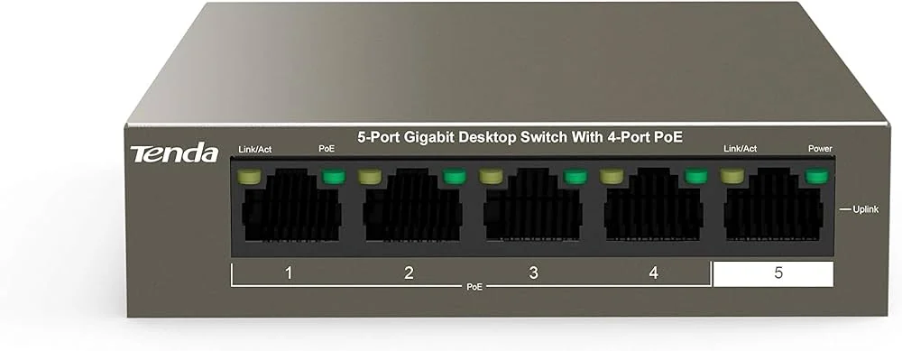 HUB Switch Tenda TEG1105P-4-63W 4-port PoE 10/100/1000Mbps + 1x 10/100/1000Mbps Rackmount Steelcase