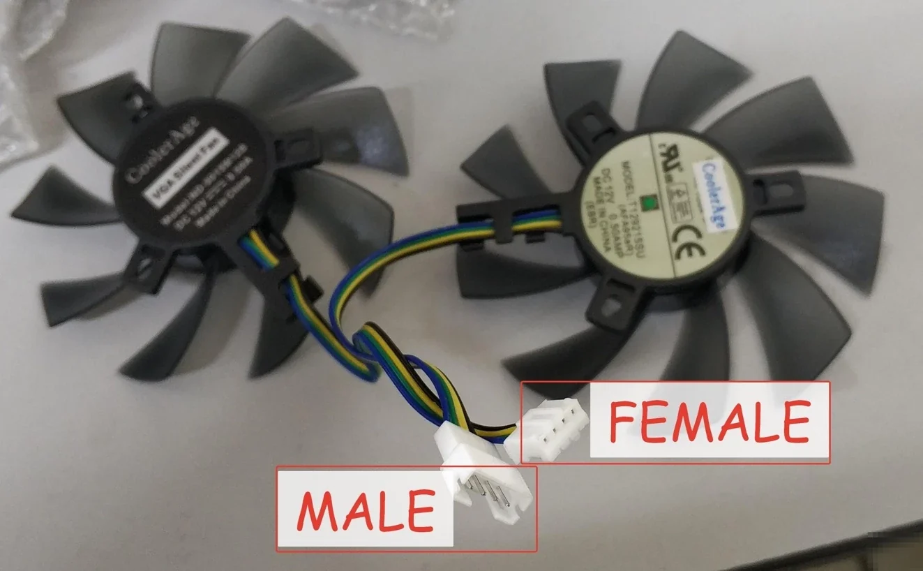 Кулер для видеокарты GTX1050 (Ninja) 76mm, 2 Fan, 2-pin (с радиатором)
