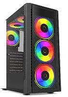 Корпус (игровой) Aeromax KK1102 Glass Black ATX/Micro ATX/Mini ITX, 0.45mm, USBx2.0/3.0 , HD-Audio, 2x3.5"/3x2.5",Cooler:Top:2x12cm;Rear:1x12cm, VGA 335mm, CPU высота 160mm,335x200x435mm,Без Б/П