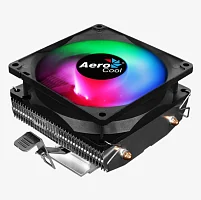Кулер для процессора Aerocool Air Frost 2 FRGB 3P Intel 1700/115X/775/1200/AM4/AM3+/AM3/AM2+/AM2/FM2/FM1, 110W, 90мм, 1800 об/мин, 25.7дБA, 3pin, 2 теплотрубки, Габариты 90 x 90 x 25 мм, Чёрный