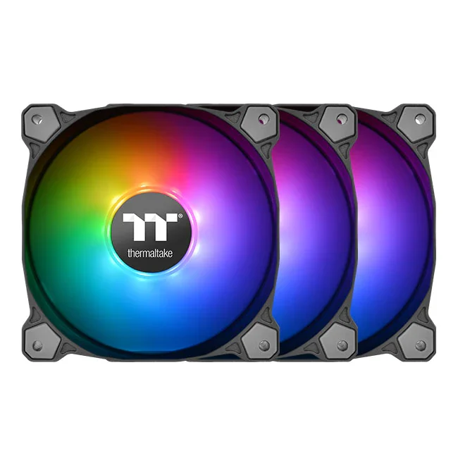 Вентилятор Thermaltake Pure 12 ARGB Sync Case Fan 3 Pack 120мм,1500+-10%об.мин, 56,45CFM, 25.8 dBA, Molex, 120х120х25мм, 9 LED.5V addressable/MB SYNC hardware control, гидравлический подшипник, 40000 часов время службы [CL-F079-PL12SW-A]