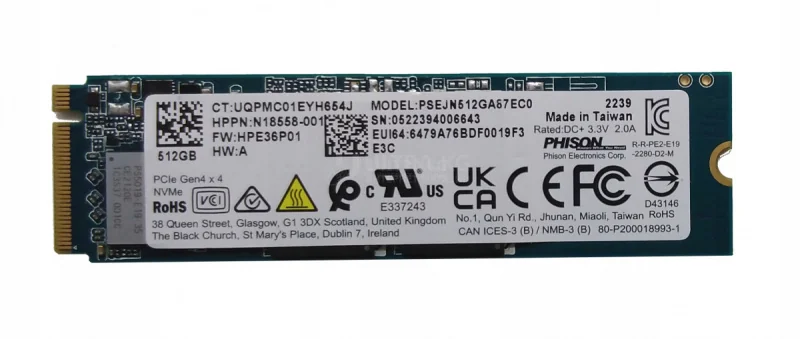 Твердотельный накопитель SSD 256GB PHISON EJFM61.0 M.2 2280 PCIe 3.0 x4 NVMe 1.3 без упаковки