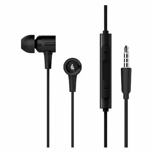 Наушники с микрофоном Edifier P205 вакуумные, 20-20000 Гц, 92дБ, mini jack 3.5 mm, Длина кабеля 1.2м, Черный