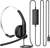 Наушники с микрофоном моногарнитура для колл центров Edifier CC100, 20-20000 Гц, 94дБ, Тип крепления: Дуговые , SBC, 73 г, Чёрный, USB-C