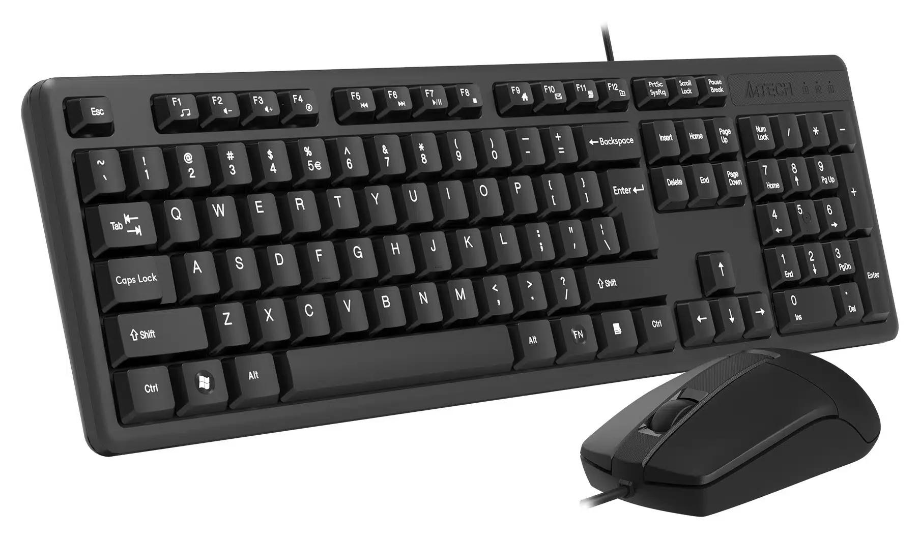 Клавиатура + Мышь A4TECH KK-3330 (KK-3+OP-330), мембранная, 104btns, 1200dpi, 4btns, waterproof, USB, 1.5 м, Черный
