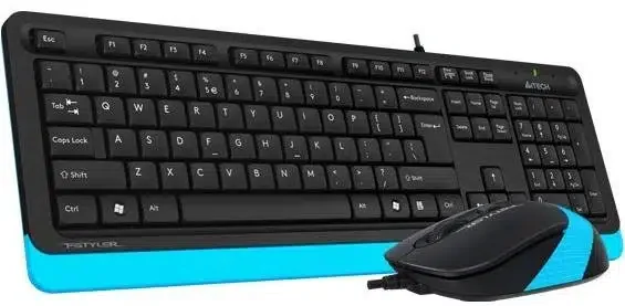 Клавиатура+мышь A4Tech Fstyler F1010, Оптическая Мышь, USB, 1600DPI, Длина кабеля 1,5 метра, Анг/Рус, Синий