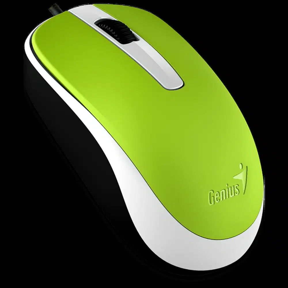 Мышь Genius DX-120, Оптическая, 1000dpi, 3 кнопки, проводная, USB, 5G,1.5м, Зеленый