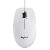 Мышь Logitech B100, оптическая 1000dpi, светодиодная, USB, 3 кнопки, 1.8 м, белая [910-003360]