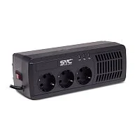 Стабилизатор (AVR) SVC AVR-1008-U, Мощность 1000ВА/500Вт, Диапазон работы AVR: 176-273В, Тип выходных разъёмов: Schuko х 4 шт., LED-индикаторы, Чёрный