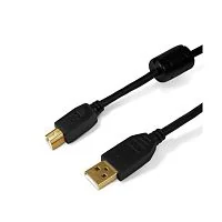 Интерфейсный кабель SHIP SH7013-1.5B, A-B, Hi-Speed USB 2.0, 30В, Чёрный, Блистер, Контакты с золотым напылением, 1.5 м.