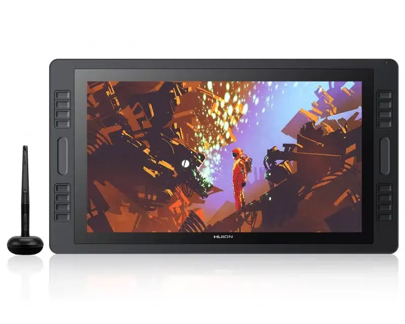Графический планшет/монитор Huion Kamvas 20, 19.53", Разрешение 1920х1080, Яркость 220cd/m2, Матрица IPS, 5080 lpi, Чувствительность к нажатию 8192, Интерфейс HDMI/DP/VGA, Рабочая область 434.88*238.68 мм., Чёрный
