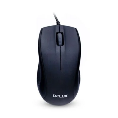 Компьютерная мышь Delux DLM-375OUB, Оптическая, 800dpi, USB, Длина кабеля 1.6 метра, Размер:109.6*60.5*37.5 мм., Чёрный