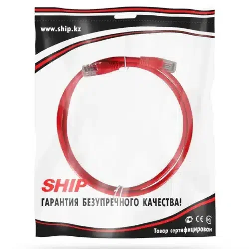 Патч Корд SHIP S3025RD0100-P, Cat.5e, UTP, LSZH, RJ-45, 1 м, Красный, Пол. пакет