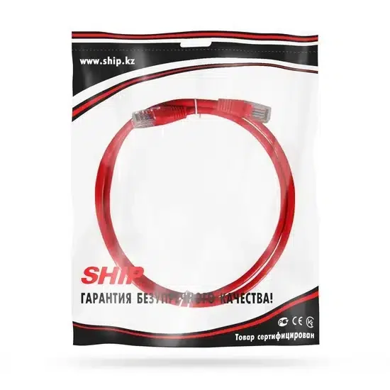 Патч Корд SHIP S4025RD0100-P, Cat.5e, FTP, LSZH, RJ-45, 1 м, Красный, Экранированный, Пол. пакет