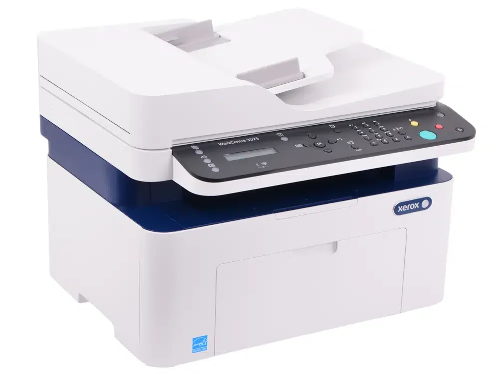 Монохромное МФУ Xerox WorkCentre 3025NI, A4, Лазерное, 20 стр/мин, P/C/S/F, Нагрузка (max) 15K в месяц, 40-sheet ADF, 150+1 стр. - емкость лотков подачи, 600MHz, 128MB, GDI, USB 2.0, 10/100 Ethernet, Wi-Fi
