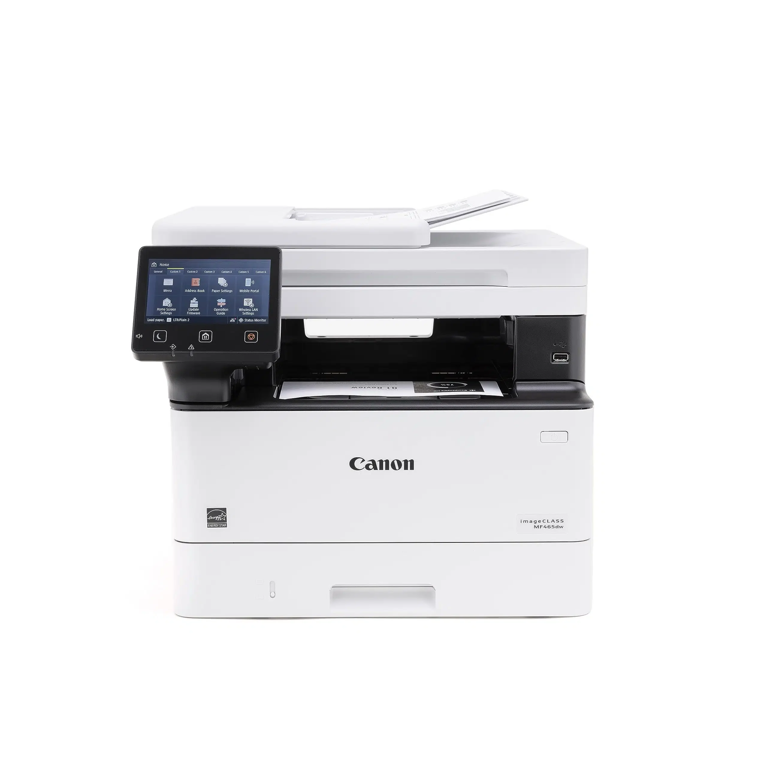 Монохромное лазерное МФУ Canon i-SENSYS MF465dw, 5951C007AA, Лазерное, A4, 40 стр./мин. (А4), Подача 250 листов, Планшетный сканер, до 100 изобр./мин., Сенсорный ЖК-экран 5", 1.2 ГГц CPU, 1 ГБ RAM, 4 ГБ eMMC, USB 2.0, Ethernet 10/100/1000, Wi-Fi