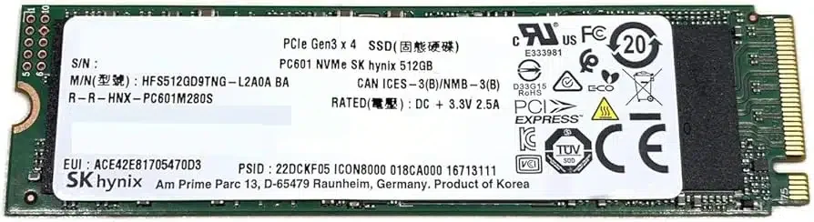 SK hynix 512GB PCIe NVMe Gen4x4, M.2 2280, Read/Write up to 4300/3400MB/s, [HFS512GEJ9X113N EA] OEM