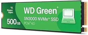 Western Digital Green SN3000 500GB PCIe NVMe Gen4x4 M.2 2280, RW Speed up to 5000/4100 MB/s, [WDS500G4G0E]