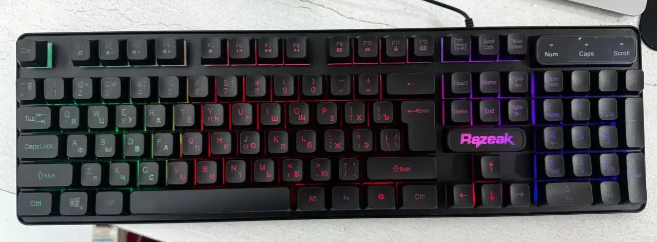 Keyboard Winstar Razeak RK-8778 GAMING COLOR LED RUS USB