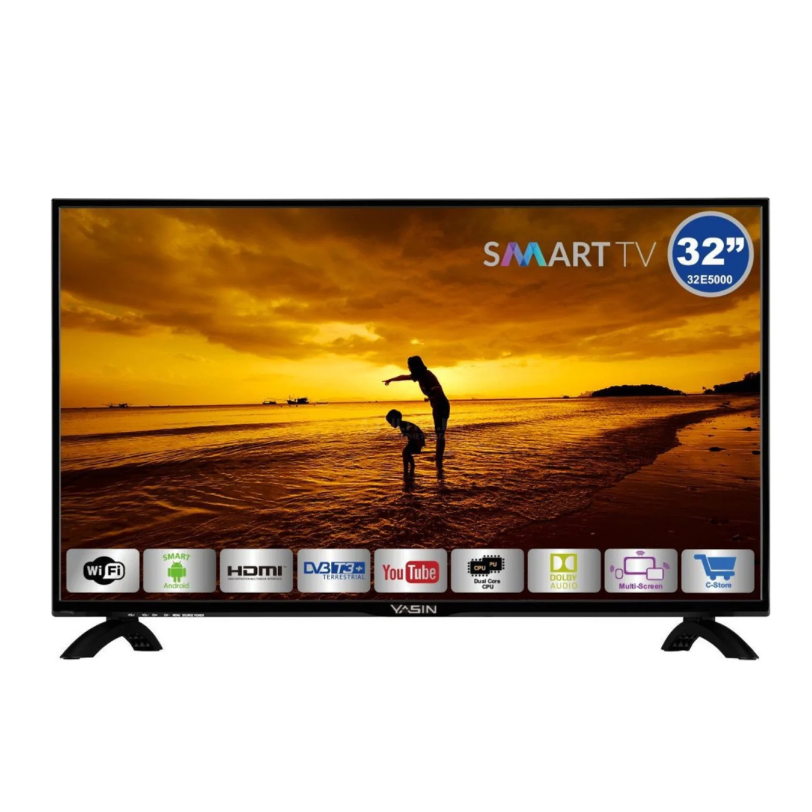YASIN LED TV 32E9000 32" HD 1366x768,450 cd/m2 Smart 1000000:1 6ms DVB-T2/C/S2 2xHDMI,VGA,USB,WIFI
