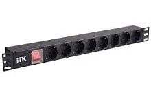 PH12-8D3 ITK PDU 8 розеток нем. ст, с LED выкл, 1U, без шнура, вх. С14 шт