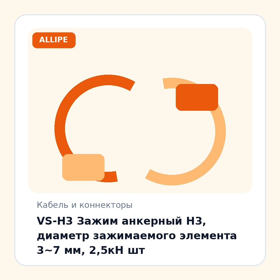 VS-H3 Зажим анкерный Н3, диаметр зажимаемого элемента 3~7 мм, 2,5кН шт