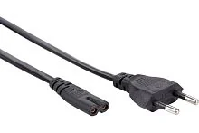 Кабель питания (2pin, прямой штекер, 220V, черный) 1.5 м