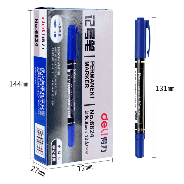 CD үчүн көк туруктуу маркер, 2 тараптуу Deli-6824