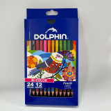 Карандаш цветной двухсторонний 24цвета 12шт Dolphin BC-727 Оригинал 