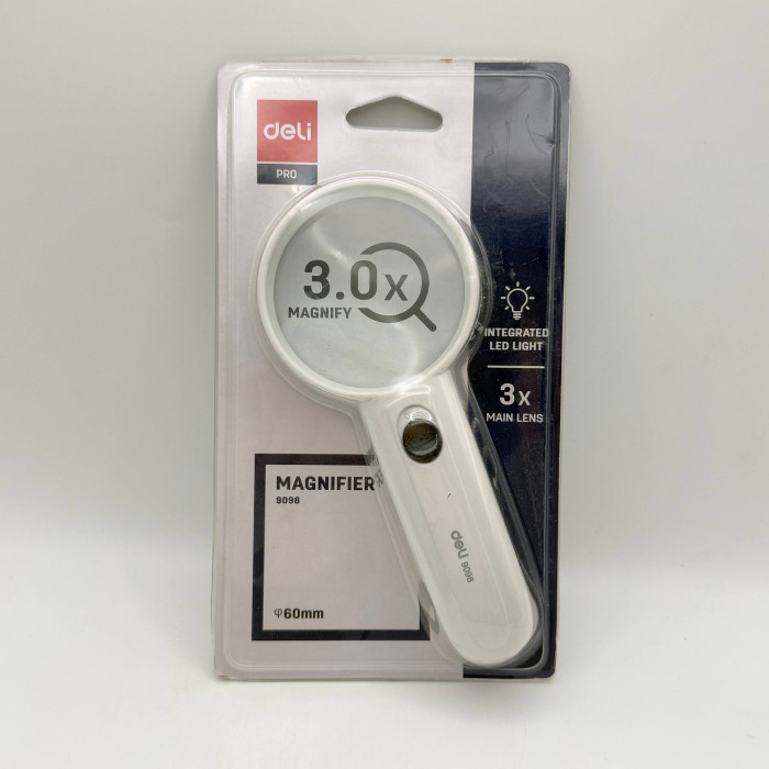 Deli 9098 арткы жарыгы менен лупа 60 мм
