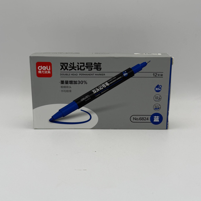 CD үчүн көк туруктуу маркер, 2 тараптуу Deli-6824