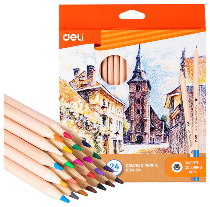 Түстүү карандаштар 24 түстүү Deli C124-24