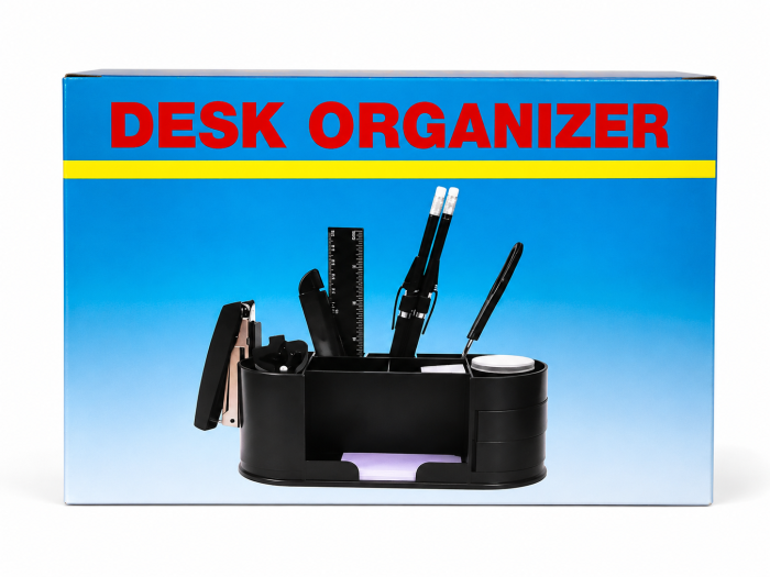 Органайзер толтуруу менен Desk Orginizer көк таңгак