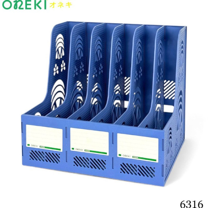 Лоток для бумаг вертикальный 6 секций синий, ON-6316-BLUE