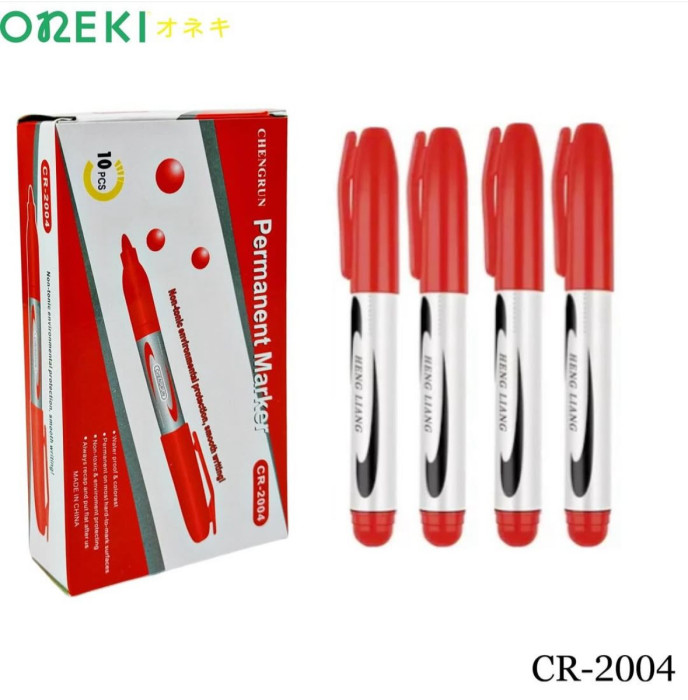 Маркер перманентный красный 10 шт, ON-2004 RED