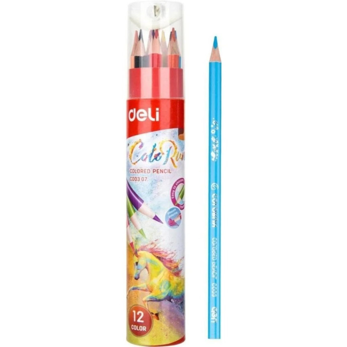 Түстүү карандаштар 12 түстүү түтүкчөдөгү Deli C003 07
