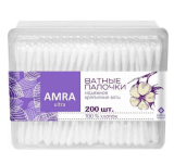 Ватные палочки Amra ultra,в пластиковой упаковке 200 шт.