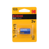 Батарейка, Kodak, MAX, литиевая, 123A, 1 шт, блистер с европодвесом